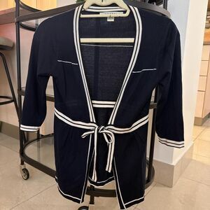 VTG Navy blue cardigan with white trim